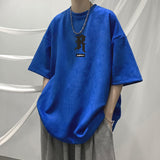 Men T Shirt Deerskin Velvet Summer Retro Loose All-Match Casual