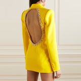 Women Haute Couture Dresses Fashion Diamond Suit Gown