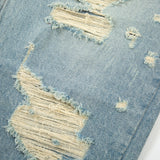 Men Jeans Loose Hole Frayed Hem All-Matching