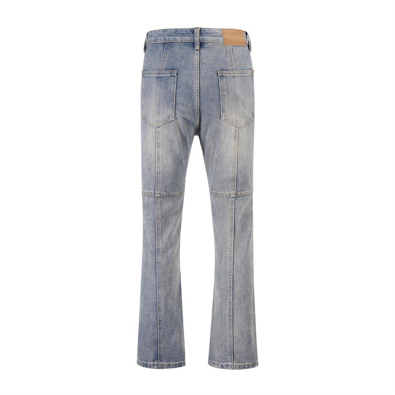 Men Jeans Distressed Stitching Loose