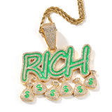 Jewelry RICH Money Bag Letter Pendant Oil Dripping Alphabet Pieces Night light Spectrum