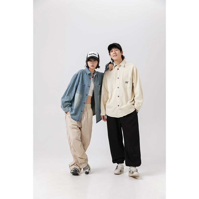 Unisex Shirt Vintage Splash Paint Distressed Loose