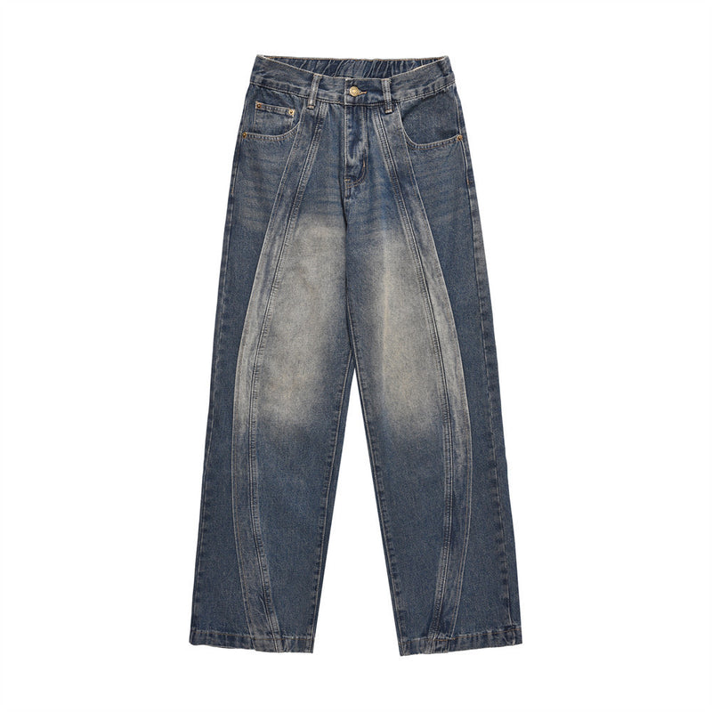 Men Jeans White Stitching Loose