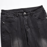 Men Jeans Topstitching Personality Design Loose