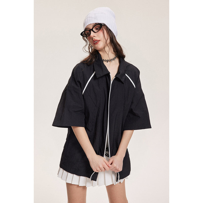 Unisex Shirt Loose Zip Coat