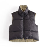 Women Vest Fashion Double-Sided Cotton-Padded Vest