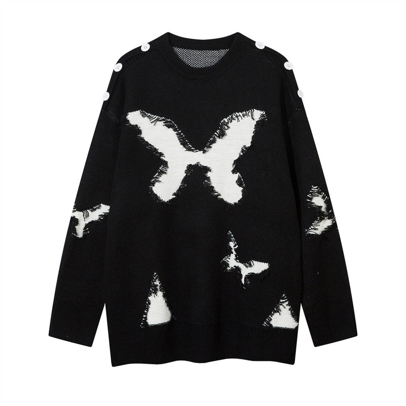 Men Sweater Butterfly Cat Beard Brocade Sweater