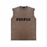 Purple Brand Distressed Tank T Shirts Distressed Sleeveless T-shirt Vest