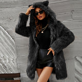 Women Fur Jacket Warm and Cute Long Plush Coat