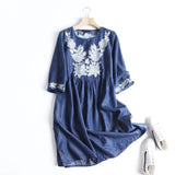 Women Dresses Loose Comfortable Denim Shirt Dress