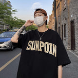 Men T Shirt Summer Heavy Pu Handsome Loose