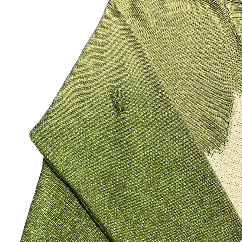 Kapital Sweater Vintage Hida and Macro Cross Ripped round Neck Knitted Pullover Long Sleeve Sweater