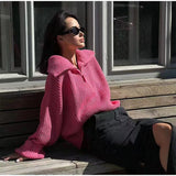 Women Work Business Casual Sweaters Loose Zip Casual Knitted Sweater