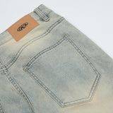 Men Jeans Polished White Loose Zip Slit