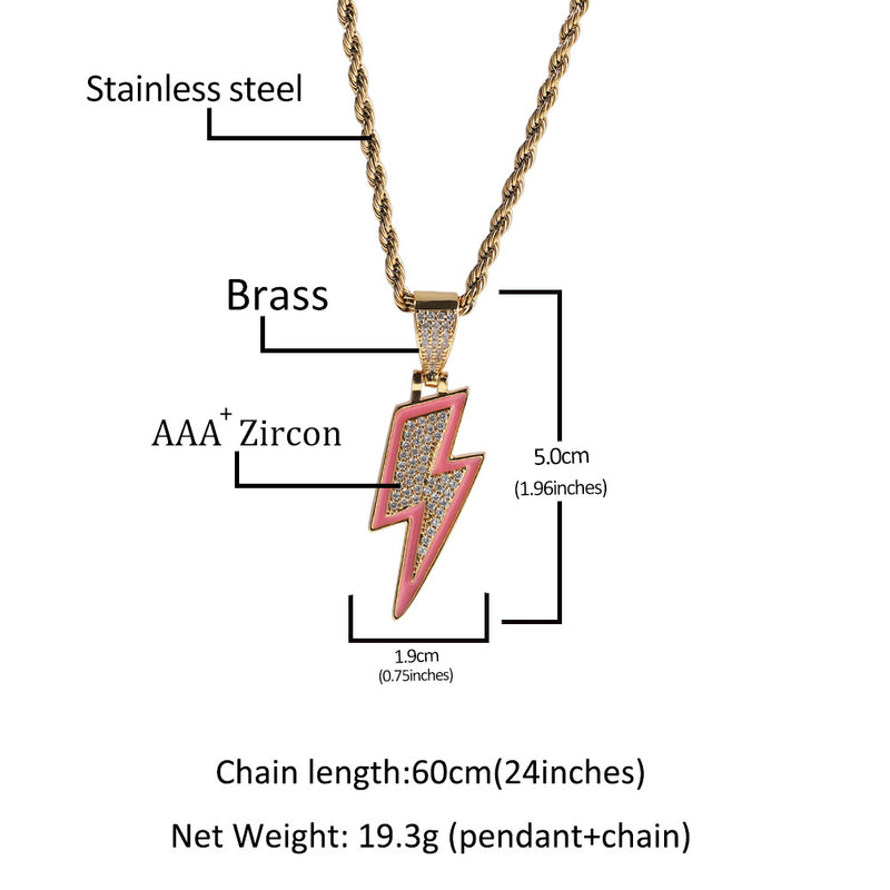 Jewelry Hip Hop Necklace Fashion Enamel Lightning Lightning Spectrum St. Valentine's