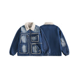 Unisex Coat Denim Coat Warm Winter Lamb Wool