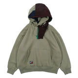 Men Fleece Lined Hoodie Stitching Hooded Hooded Sweaters Menswear Loose Pullover