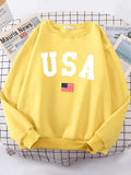 Usa American Flag Patriotic Street Hoody Women simple Oversize