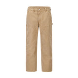 Men Jeans Solid Color Stitching Loose Leisure Workwear