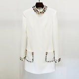 Women Haute Couture Co-Ords Fashion Diamond-Encrusted Colored Gems