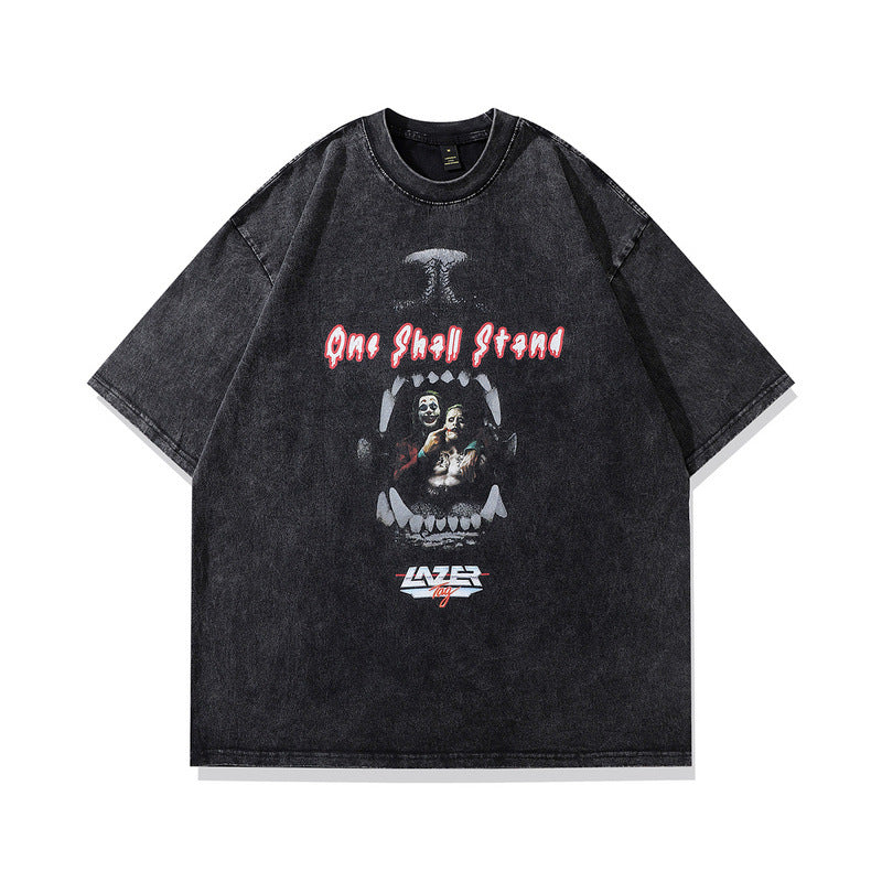 Men T-Shirt Retro Clown Printed Distressed