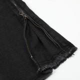 Men Jeans Side Zipper Ripped Punk Casual Burrs