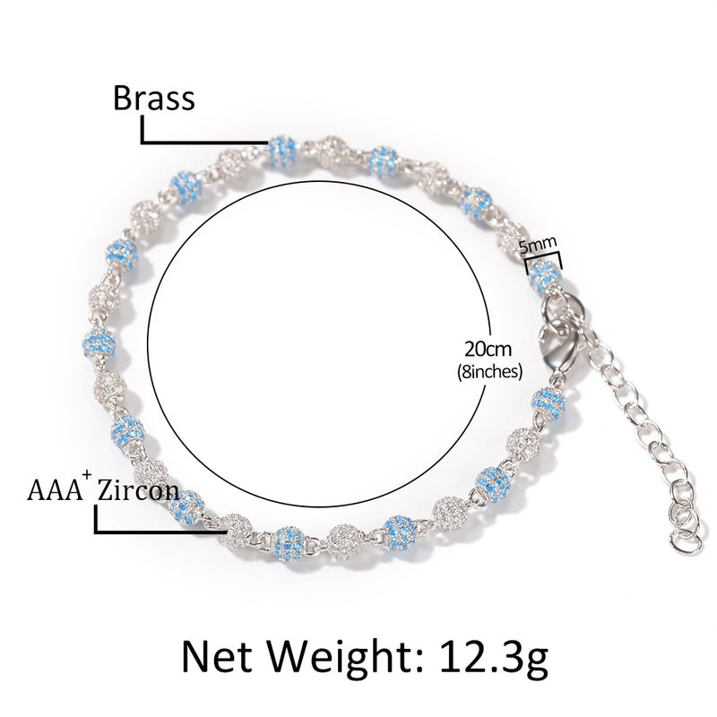 Bracelet Copper Zircon Bracelet Round Bead Bracelet ins St. Valentine's Royalty