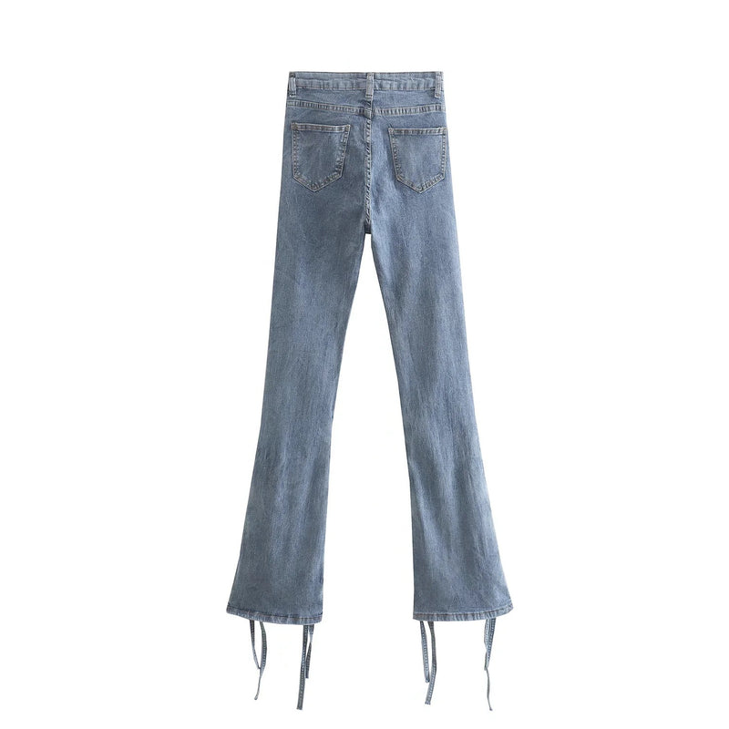 Women Jeans Bell-Bottom Pants Slim Fit Casual