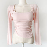 Women Vest Suspenders Vest Long Sleeve Shawl Suit