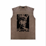 Purple Brand Distressed Tank T Shirts Distressed Sleeveless T-shirt Vest