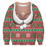 Black Christmas Sweater Christmas round Neck Sweater Casual Funny Santa Claus