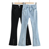 Women Jeans Hot Girl Slim Fit Stretch Split Bell-Bottom Pants