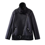Women Cotton Coat Lamb Wool Thickened Warm Leather Coat
