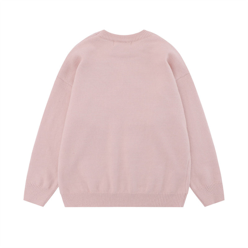 Men Sweater Hip Hop Puppy Jacquard Loose round Neck Sweater