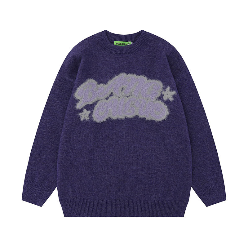 Women Sweater Retro College Style Soft Knitted Top Versatile