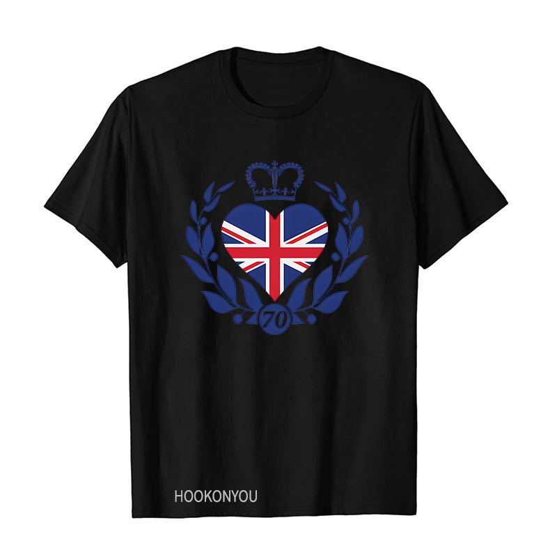 Inspired by Queen's Platinum Jubilee 2022 Elizabeth 70 Years T-shirt Printed round Neck Short Sleeve T-shirt