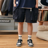 Men Shorts with Belt Workwear Multi-Pocket Loose Sports