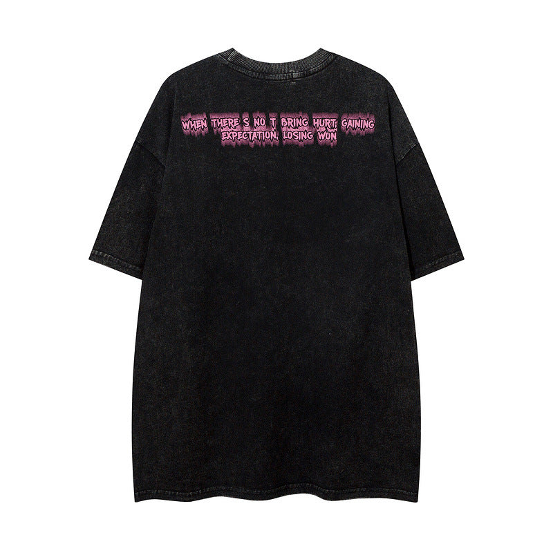 Men T-Shirt Distressed Loose Portrait Printing