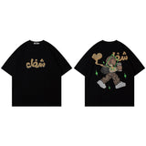 Men T-Shirt Retro Cartoon Puff Print Loose All-Match