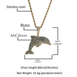 Jewelry Diamond Dolphin Pendant Necklace Copper Zircon Animal Spectrum