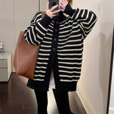 Women Knitted Cardigan Striped Knitted Cardigan Sweater
