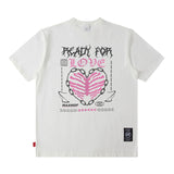 Men T-Shirt Rose Floral Print Oversize All-Match Loose