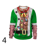 Ugly Christmas Sweater Spoof Sexy Navel Hair Printed round Neck Pullover Couple Sweater