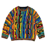 Kapital Sweater Vintage Hida Hehong Heavy Industry Pattern round Neck Retro Three-Dimensional Wave Contrast Color Sweater