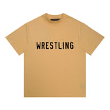 Fog Essentials T Shirts Autumn and Winter FOG Double Line Flocking Letter Crew Neck Short Sleeves