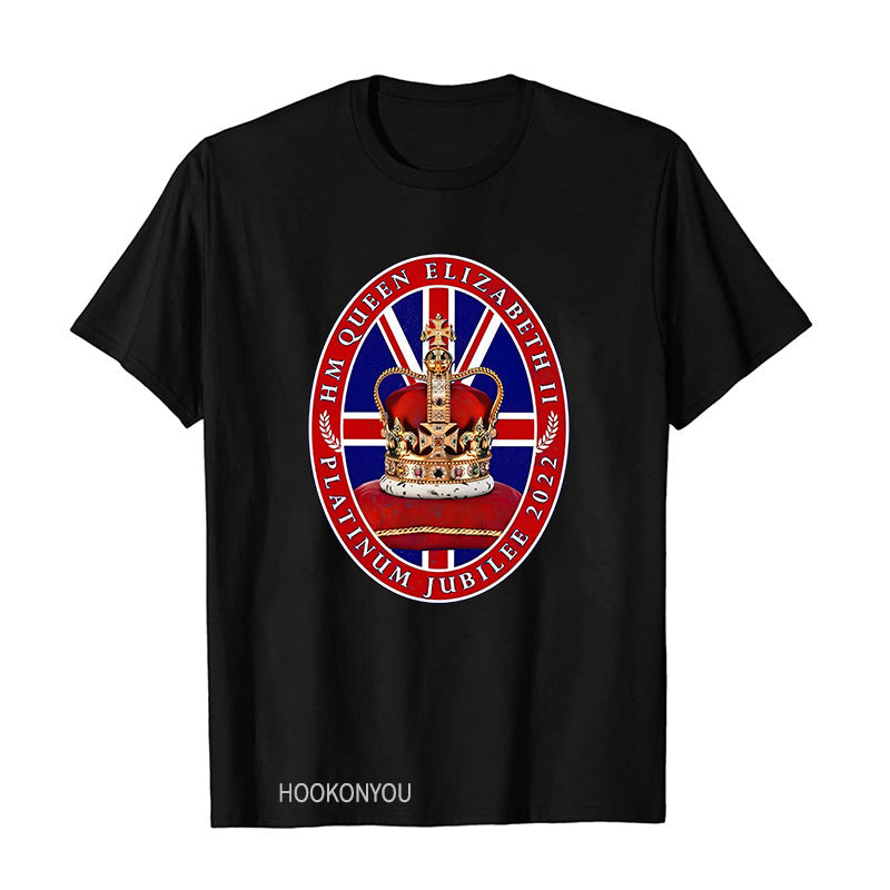 Inspired by Queen's Platinum Jubilee 2022 Elizabeth 70 Years T-shirt Printed round Neck Short Sleeve T-shirt