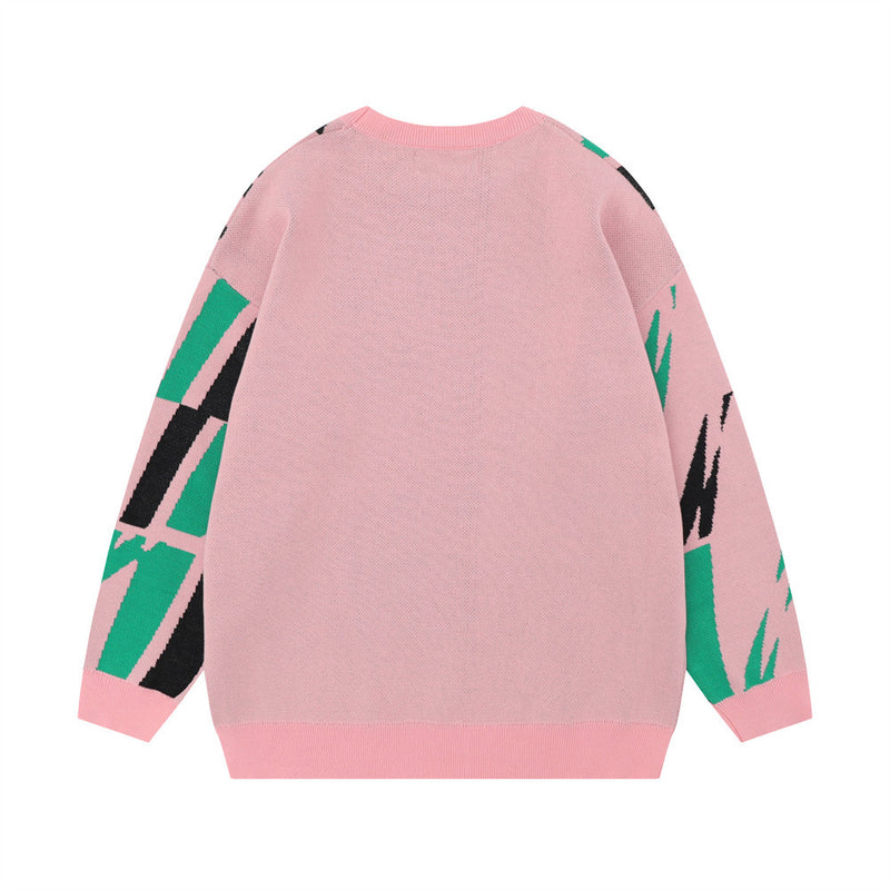 Men Sweater Graffiti Jacquard Sweater Sweater