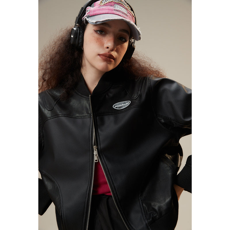 Unisex Pu Jacket Loose Motorcycle Jacket