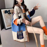 Women Knitted Cardigan Loose Casual College Style Sweater
