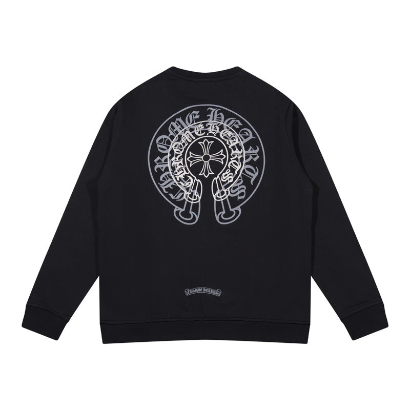 CHH Chrome Heart Hoodie Double Layer Classic Horseshoe Overlay Graffiti Crew Neck Sweater